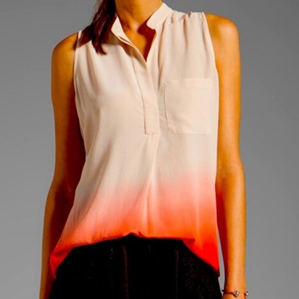Rebecca Taylor Ombré Silk Sleeveless Top Blouse | Salmon/Pink | Size 2